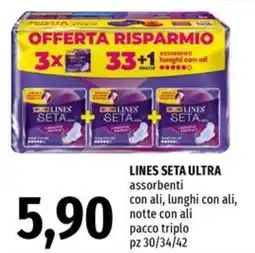 Famila Superstore Lines Seta Ultra assorbenti con ali, lunghi con ali, notte con ali offerta
