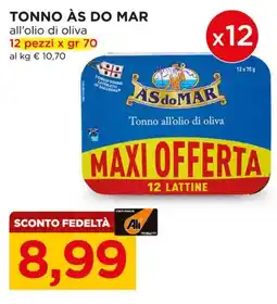 Alì Supermercati Tonno Às do Mar all'olio di oliva offerta