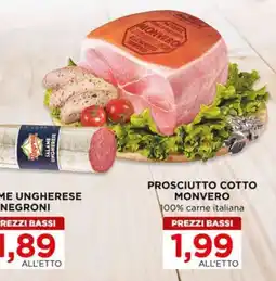 Alì Supermercati Prosciutto cotto Monvero offerta