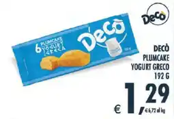 Deco Iperstore Decò plumcake yogurt greco offerta