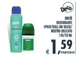 Deco Iperstore Decò deodorante talco neutro delicato offerta