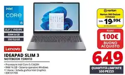 Comet Lenovo ideapad slim 3 notebook offerta