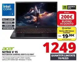Comet Acer Nitro V 15 Notebook Gaming offerta