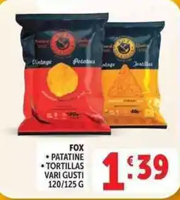 Deco Supermercati Fox patatine tortillas vari gusti offerta