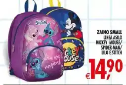 Deco Iperstore Zaino Small Linea Asilo Mickey Mouse/Spider-Man/Lilo e Stitch offerta