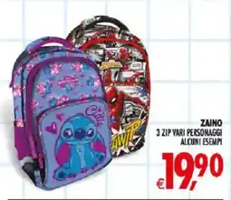 Deco Iperstore Zaino 3 zip vari personaggi offerta
