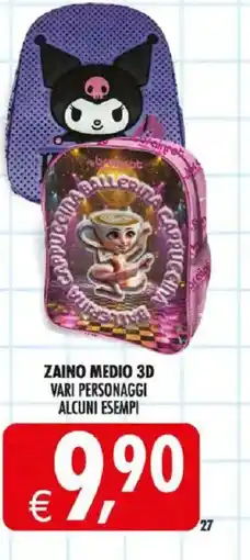 Deco Iperstore Zaino medio 3D vari personaggi offerta