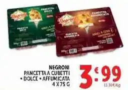 Deco Supermercati Negroni pancetta a cubetti dolce, affumicata offerta
