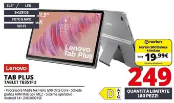 Comet Lenovo Tab Plus offerta