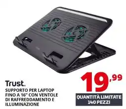 Comet Trust. Supporto per laptop fino a 16" con ventole di raffreddamento e illuminazione offerta