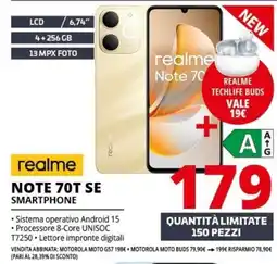 Comet realme NOTE 70T SE SMARTPHONE offerta