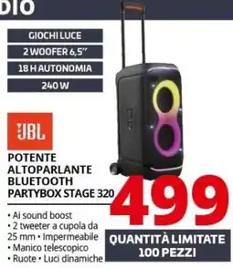 Comet JBL Potente altoparlante bluetooth partybox stage 320 offerta