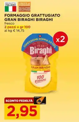 Alì Supermercati Formaggio grattugiato Gran Biraghi Biraghi offerta