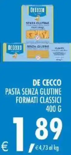 Deco Iperstore De Cecco pasta senza glutine formati classici offerta