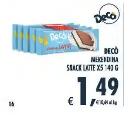 Deco Iperstore Decò merendina snack latte offerta