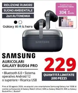 Comet Samsung Auricolari Galaxy Buds4 Pro offerta