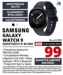 Comet Samsung Galaxy Watch 9 Smartwatch 40 mm offerta
