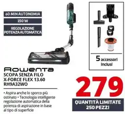 Comet Rowenta scopa senza filo x-force flex 13.60 offerta