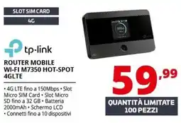 Comet tp-link router mobile wi-fi m7350 hot-spot 4g lte offerta