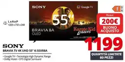 Comet Sony Bravia TV 4K UHD 55" K-55XR8A offerta