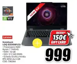 MediaWorld Lenovo Notebook LOQ 83DX00FUIX offerta