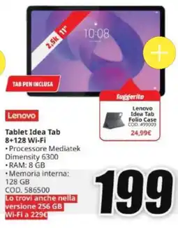 MediaWorld Lenovo Tablet Idea Tab 8+128 Wi-Fi offerta