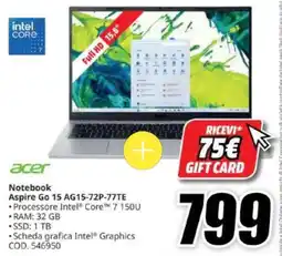 MediaWorld Acer Notebook Aspire Go 15 offerta