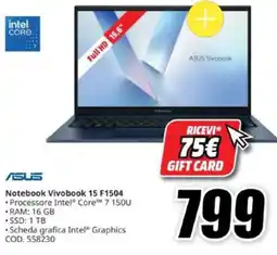 MediaWorld ASUS Notebook Vivobook 15 F1504 offerta