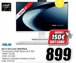 MediaWorld Asus All in One AIO VM670GA offerta