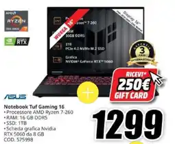 MediaWorld Notebook Tuf Gaming 16 offerta
