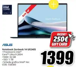 MediaWorld Asus Notebook Zenbook 14 UX3405 offerta