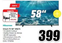 MediaWorld Hisense Smart TV 58" 58Q7S offerta