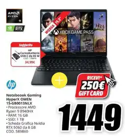 MediaWorld Notebook Gaming HyperX OMEN offerta