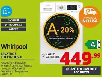 Whirlpool Lavatrice FFB 1148 BSV IT