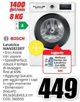 MediaWorld Lavatrice Bosch WAN28228IT offerta