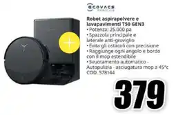 MediaWorld Ecovacs Robotics Robot aspirapolvere e lavapavimenti T50 GEN3 offerta