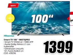 MediaWorld Hisense Smart TV 100'' 100E7QPRO offerta