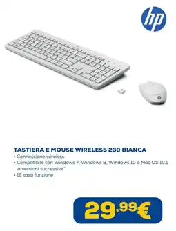 Euronics Tastiera e mouse wireless 230 bianca HP offerta
