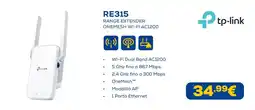 Euronics tp-link RE315 Range Extender OneMesh Wi-Fi AC1200 offerta