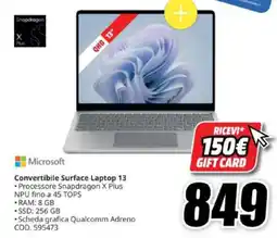 MediaWorld Microsoft Convertibile Surface Laptop 13 offerta