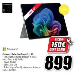 MediaWorld Microsoft Convertibile Surface Pro 12 offerta