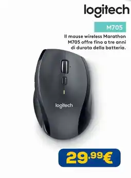 Euronics Logitech mouse wireless Marathon M705 offerta