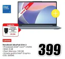 MediaWorld Lenovo Notebook IdeaPad Slim 3 offerta