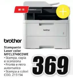 MediaWorld Brother Stampante Laser color MFCL3740CDWE offerta