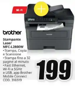 MediaWorld Brother Stampante Laser MFC-L2800W offerta
