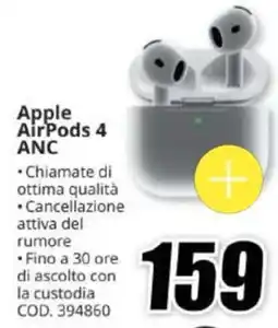 MediaWorld Apple AirPods 4 ANC offerta