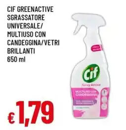 Famila Superstore Cif Greenactive sgrassatore universale/multiuso con candeggina/vetri brillanti offerta