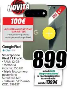 MediaWorld Google Pixel Gemini Smartphone Pixel 11 Pro XL offerta