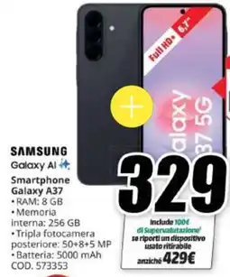 MediaWorld Samsung Galaxy A37 offerta