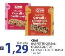 Re Mercato Lucrezia CRAI barrette cereali e cioccolato / cereali e frutti rossi offerta